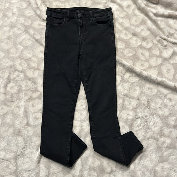 American Eagle Next Level Stretch Super Hi Rise Jeggings Size 8 Black - Picture 1 of 12